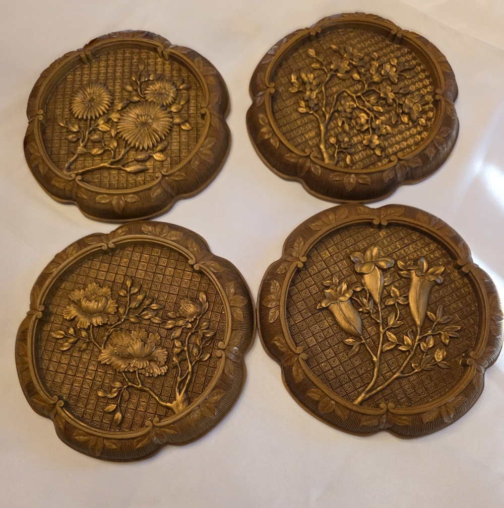 Vintage Syroco Gold Wall Plaques | Set of 4 | Mid Century Décor Cottagecore